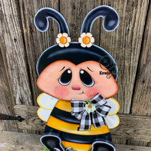 Load image into Gallery viewer, BEE centerpiece, Bee decoration, Bee arrangement, Wooden Bee with stand, Bumble Bee decor, Summer Bee shelf sitter, wooden Bee arrangement