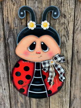 Load image into Gallery viewer, Ladybug decoration, Ladybug door hanger, Ladybug sign, wooden ladybug, Ladybug Porch sign, Ladybug wreath for front door, Summer door hanger