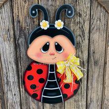 Load image into Gallery viewer, Ladybug decoration, Ladybug door hanger, Ladybug sign, wooden ladybug, Ladybug Porch sign, Ladybug wreath for front door, Summer door hanger