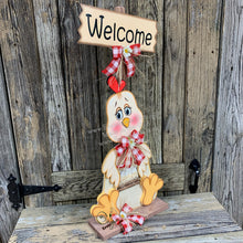 Load image into Gallery viewer, Farmhouse chicken decoration, Rooster decor, chicken decor, Farmhouse sign, wooden chicken, primitive chicken, kitchen rooster centerpiece,