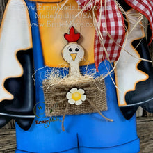 Load image into Gallery viewer, Farmhouse centerpiece, Cow decoration, Primitive Wooden Cow shelf sitter, Country style cow decoration, Bovine decor, Chicken decoration