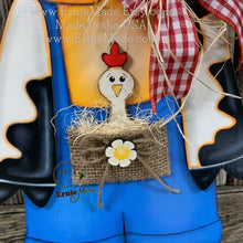 Load image into Gallery viewer, Farmhouse centerpiece, Cow decoration, Primitive Wooden Cow shelf sitter, Country style cow decoration, Bovine decor, Chicken decoration