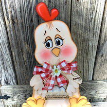 Load image into Gallery viewer, Farmhouse chicken decoration, Rooster decor, chicken decor, Farmhouse sign, wooden chicken, primitive chicken, kitchen rooster centerpiece,