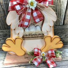 Load image into Gallery viewer, Farmhouse chicken decoration, Rooster decor, chicken decor, Farmhouse sign, wooden chicken, primitive chicken, kitchen rooster centerpiece,