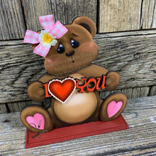 Load image into Gallery viewer, Valentine's Day decoration, Valentine Shelf sitter Bear with heart, Valentine tiered tray decoration, Gift for her, Valentine teddy Bear,