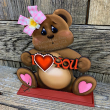 Load image into Gallery viewer, Valentine's Day decoration, Valentine Shelf sitter Bear with heart, Valentine tiered tray decoration, Gift for her, Valentine teddy Bear,