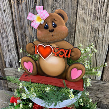 Load image into Gallery viewer, Valentine's Day decoration, Valentine Shelf sitter Bear with heart, Valentine tiered tray decoration, Gift for her, Valentine teddy Bear,