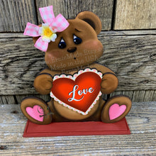 Load image into Gallery viewer, Valentine's Day decoration, Valentine Shelf sitter Bear with heart, Valentine tiered tray decoration, Gift for her, Valentine teddy Bear,