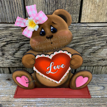 Load image into Gallery viewer, Valentine's Day decoration, Valentine Shelf sitter Bear with heart, Valentine tiered tray decoration, Gift for her, Valentine teddy Bear,