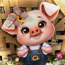 Load image into Gallery viewer, Farmhouse centerpiece, pig decoration, Pig sign, Wooden pig shelf sitter, Country style pig decoration, Baby pig decor, farmhouse decoration