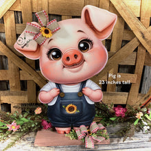 Load image into Gallery viewer, Farmhouse centerpiece, pig decoration, Pig sign, Wooden pig shelf sitter, Country style pig decoration, Baby pig decor, farmhouse decoration