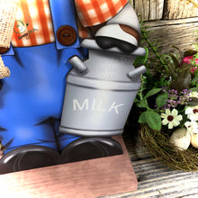 Load image into Gallery viewer, Farmhouse centerpiece, Cow decoration, Primitive Wooden Cow shelf sitter, Country style cow decoration, Bovine decor, Chicken decoration