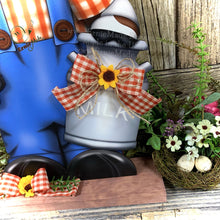 Load image into Gallery viewer, Farmhouse centerpiece, Cow decoration, Primitive Wooden Cow shelf sitter, Country style cow decoration, Bovine decor, Chicken decoration