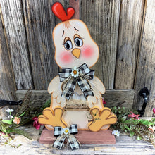 Load image into Gallery viewer, Farmhouse chicken decoration, Rooster decor, chicken decor, Farmhouse sign, wooden chicken, primitive chicken, kitchen rooster centerpiece,