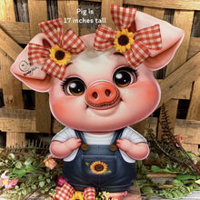 Load image into Gallery viewer, Farmhouse centerpiece, pig decoration, Pig sign, Wooden pig shelf sitter, Country style pig decoration, Baby pig decor, farmhouse decoration