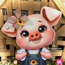Load image into Gallery viewer, Farmhouse centerpiece, pig decoration, Pig sign, Wooden pig shelf sitter, Country style pig decoration, Baby pig decor, farmhouse decoration