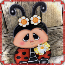Load image into Gallery viewer, Ladybug decoration, Farmhouse summer decor, Tiered tray decor, wood ladybug sign, Summer ladybug shelf sitter, ladybug with big glasses, bee