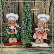 Load image into Gallery viewer, Gingerbread Decoration, Christmas centerpiece, Wooden Gingerbread Tiered tray, gingerbread decor, gingerbread doll, Candy centerpiece decor