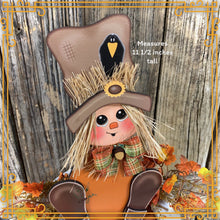 Load image into Gallery viewer, Fall Scarecrow decoration, tier tray, kitchen island fall arrangement, riser decor, wooden shelf sitter, Halloween, Farmhouse, Thanksgiving