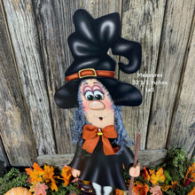 Load image into Gallery viewer, Halloween Decoration, Witch, fall porch decor, Candy corn bow, cute black cat decor, Happy Halloween sign, Witch hat arrangement, entry way