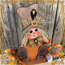 Load image into Gallery viewer, Fall Scarecrow decoration, tier tray, kitchen island fall arrangement, riser decor, wooden shelf sitter, Halloween, Farmhouse, Thanksgiving