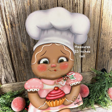 Load image into Gallery viewer, Gingerbread Decoration, Christmas centerpiece, Gingerbread home decor, baking gingerbread girl, Farmhouse Christmas kitchen, cupcake decor