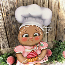 Load image into Gallery viewer, Gingerbread Decoration, Christmas centerpiece, Gingerbread home decor, baking gingerbread girl, Farmhouse Christmas kitchen, cupcake decor