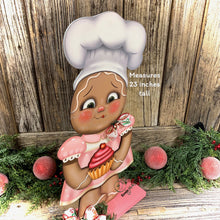 Load image into Gallery viewer, Gingerbread Decoration, Christmas centerpiece, Gingerbread home decor, baking gingerbread girl, Farmhouse Christmas kitchen, cupcake decor