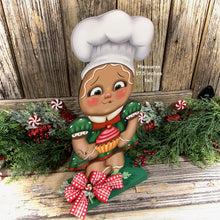 Load image into Gallery viewer, Gingerbread Decoration, Christmas centerpiece, Christmas Gingerbread Tiered decor for the home, gingerbread girl, farmhouse Kitchen decor