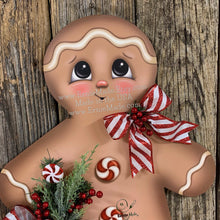 Load image into Gallery viewer, Gingerbread Decoration, Christmas door hanger, Gingerbread Christmas wreath for front door, gingerbread decor ,Gingerbread door hanger