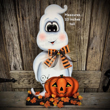 Load image into Gallery viewer, Halloween centerpiece, Halloween Decoration, Ghost Decoration, Jack o lantern decoration, Halloween, wooden Ghost, Halloween ghost Wreath,