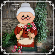 Load image into Gallery viewer, Mrs. Clause decoration, Christmas decoration. Gingerbread and Mrs. Clause shelf sitter, Christmas Tiered tray decor, wooden Christmas crafts