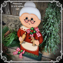 Load image into Gallery viewer, Mrs. Clause decoration, Christmas decoration. Gingerbread and Mrs. Clause shelf sitter, Christmas Tiered tray decor, wooden Christmas crafts