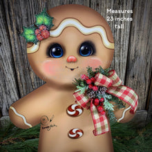 Load image into Gallery viewer, Gingerbread Decoration, Christmas centerpiece, Wooden Gingerbread with stand, gingerbread man decor, kitchen Christmas, Vintage Christmas