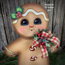 Load image into Gallery viewer, Gingerbread Decoration, Christmas centerpiece, Wooden Gingerbread with stand, gingerbread man decor, kitchen Christmas, Vintage Christmas