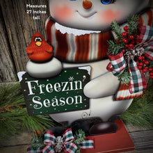 Load image into Gallery viewer, Snowman decoration, Shelf sitter Snowman, Christmas tiered tray decor, Winter tiered tray sitter, Christmas decoration, Wooden Snowman decor