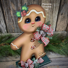 Load image into Gallery viewer, Gingerbread Decoration, Christmas centerpiece, Wooden Gingerbread with stand, gingerbread man decor, kitchen Christmas, Vintage Christmas