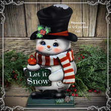Load image into Gallery viewer, Snowman decoration, Shelf sitter Snowman, Christmas tiered tray decor, Winter tiered tray sitter, Christmas decoration, Wooden Snowman decor