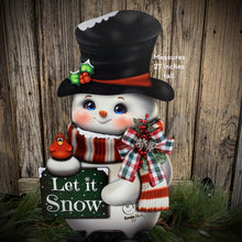 Load image into Gallery viewer, Snowman decoration, Shelf sitter Snowman, Christmas tiered tray decor, Winter tiered tray sitter, Christmas decoration, Wooden Snowman decor