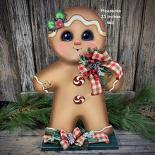 Load image into Gallery viewer, Gingerbread Decoration, Christmas centerpiece, Wooden Gingerbread with stand, gingerbread man decor, kitchen Christmas, Vintage Christmas