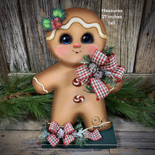 Load image into Gallery viewer, Gingerbread Decoration, Christmas centerpiece, Wooden Gingerbread with stand, gingerbread man decor, kitchen Christmas, Vintage Christmas