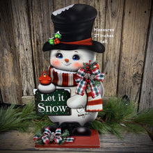 Load image into Gallery viewer, Snowman decoration, Shelf sitter Snowman, Christmas tiered tray decor, Winter tiered tray sitter, Christmas decoration, Wooden Snowman decor