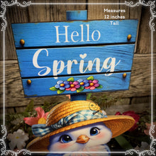 Load image into Gallery viewer, Spring Decoration, Easter blue bird decoration, Tiered tray decor, wooden blue bird with hello spring sign, cute Easter floral and blue bird