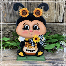 Load image into Gallery viewer, Bee decoration, queen Bee for table, mantle, shelf, kitchen island, Summer Tiered tray, Bumble Bee, honeybee, cottage garden sunflower