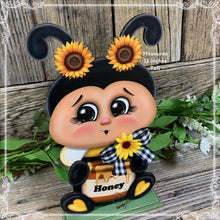 Load image into Gallery viewer, Bee decoration, queen Bee for table, mantle, shelf, kitchen island, Summer Tiered tray, Bumble Bee, honeybee, cottage garden sunflower