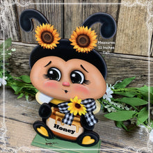 Load image into Gallery viewer, Bee decoration, queen Bee for table, mantle, shelf, kitchen island, Summer Tiered tray, Bumble Bee, honeybee, cottage garden sunflower