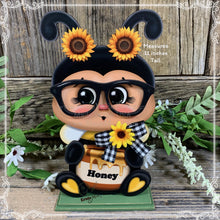 Load image into Gallery viewer, Bee decoration, queen Bee for table, mantle, shelf, kitchen island, Summer Tiered tray, Bumble Bee, honeybee, cottage garden sunflower