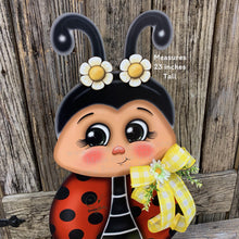Load image into Gallery viewer, Ladybug decoration for summer, Ladybug centerpiece, wooden standing Ladybug sign, cute ladybug garden decor, Porch, patio, door, entry way
