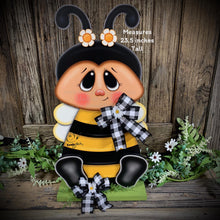 Load image into Gallery viewer, Bee decoration, summer decoration, Bee arrangement, Wooden Bee with stand, Bumble Bee decor, Summer Bee shelf sitter, garden and porch decor