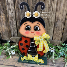 Load image into Gallery viewer, Ladybug decoration for summer, Ladybug centerpiece, wooden standing Ladybug sign, cute ladybug garden decor, Porch, patio, door, entry way